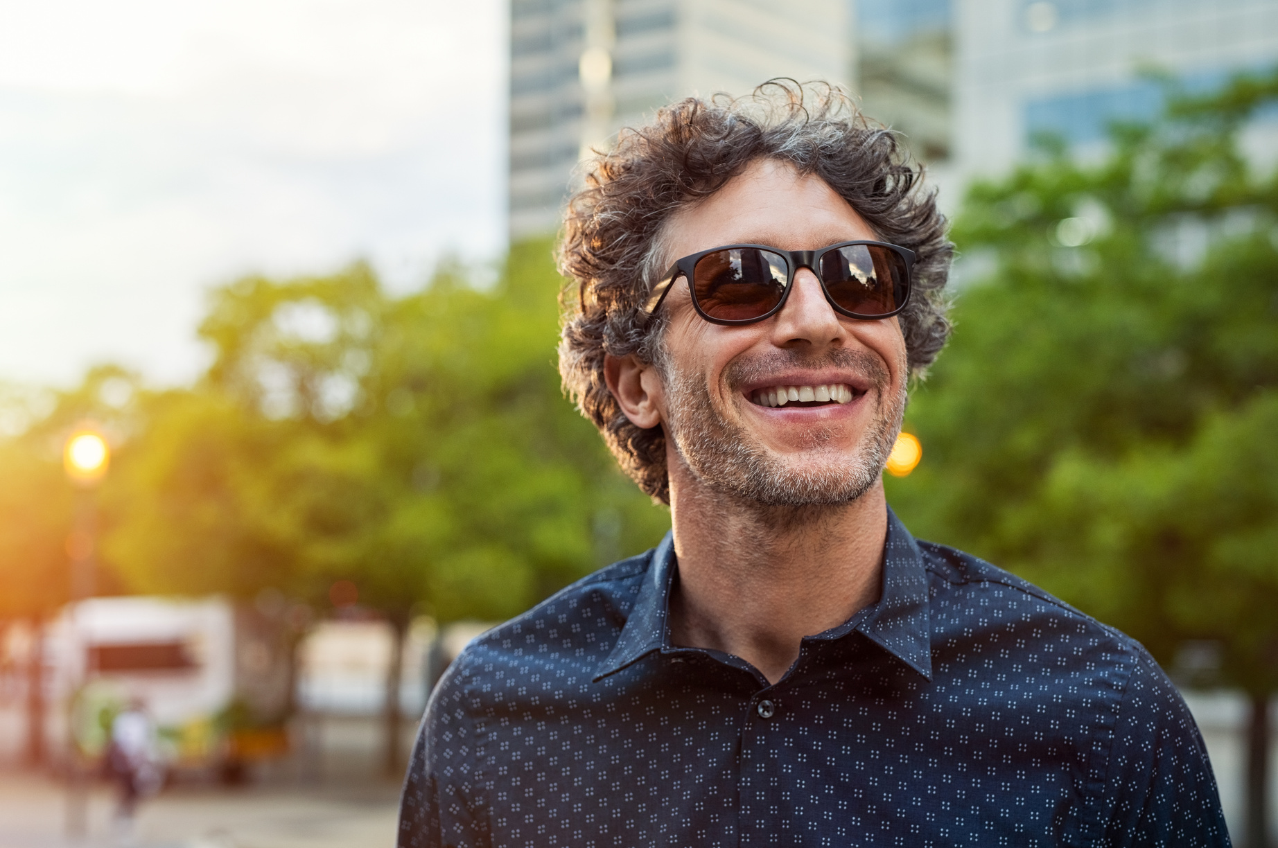 Happy man wearing sunglasses